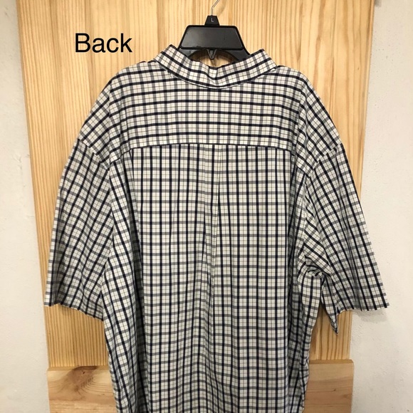 Mens Button Down Navy and White Plaid Shirt - Picture 2 of 4